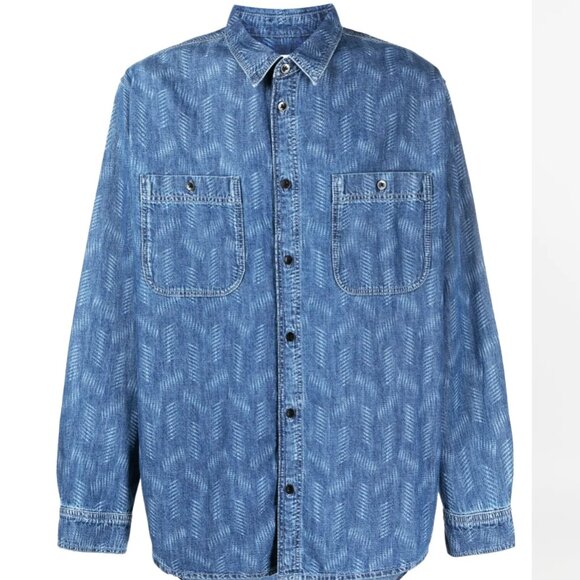 ISABEL MARANT BHELYN GEOMETRIC PRINT DEINIM SHIRT -- Mens S/ Womens M/L - Picture 2 of 10